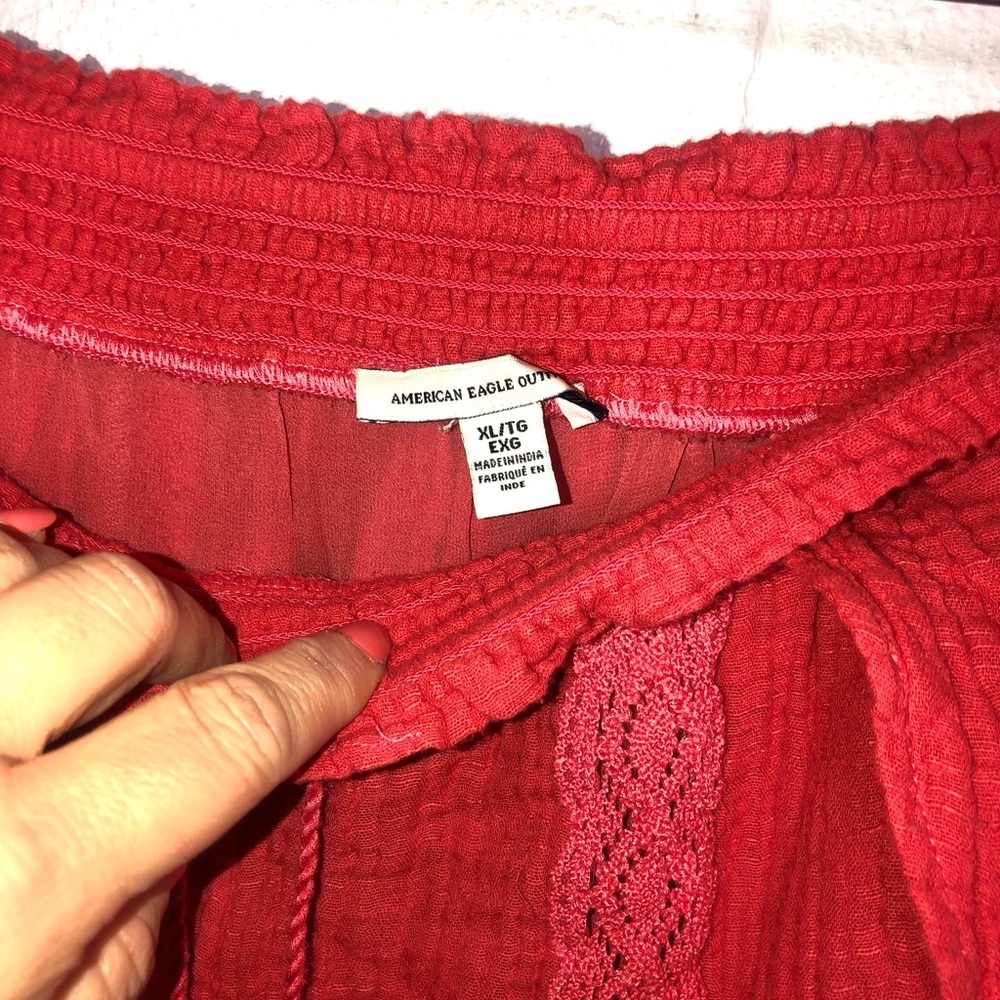 American Eagle Rust Crochet Shorts XL/TG - Picture 3 of 6